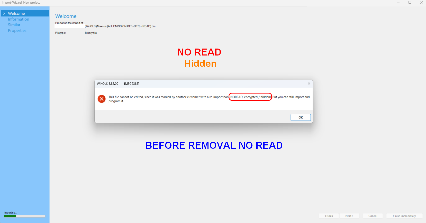 WinOLS NoRead Hidden Removal