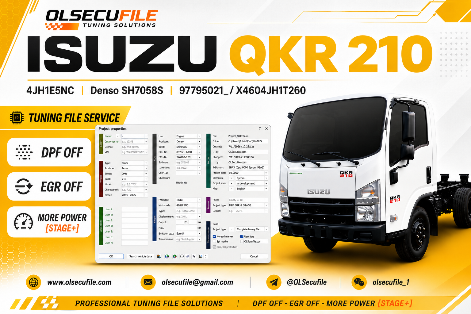 Isuzu 4JH1E5NC Denso SH7058S 97795021_ X4604JH1T260 Tuning File
